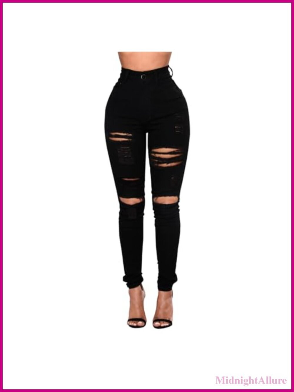 High Waisted Stretch Skinny Ripped Jeans Distressed Denim Pants for Women